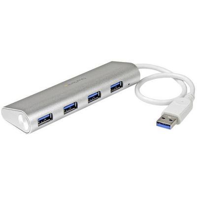 StarTech.com Hub USB 3.0 compact à 4 ports avec câble intégré - Concentrateur USB 3.0 avec boîtier en aluminium - Argent - Concentrateur (hub) - 4 x SuperSpeed USB 3.0