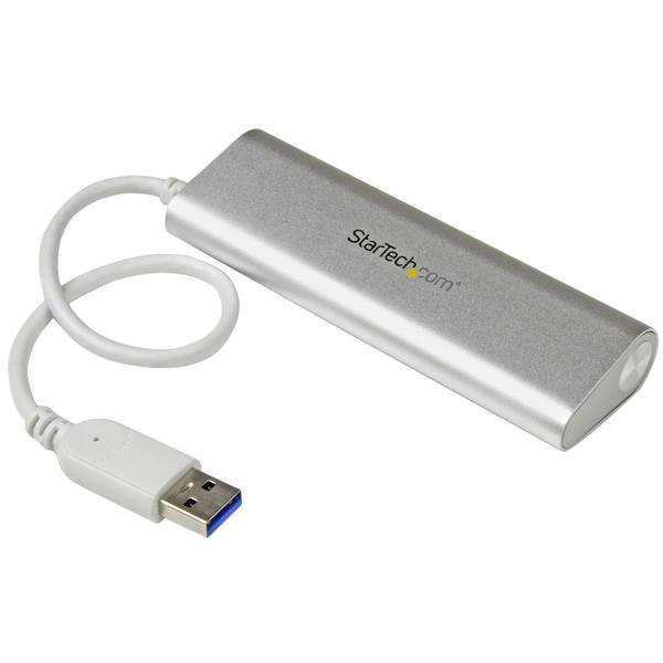 StarTech.com Hub USB 3.0 compact à 4 ports avec câble intégré - Concentrateur USB 3.0 avec boîtier en aluminium - Argent - Concentrateur (hub) - 4 x SuperSpeed USB 3.0