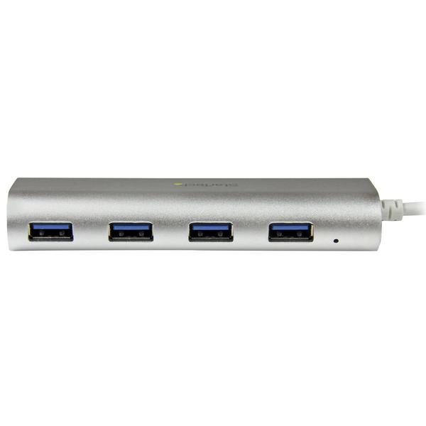 StarTech.com Hub USB 3.0 compact à 4 ports avec câble intégré - Concentrateur USB 3.0 avec boîtier en aluminium - Argent - Concentrateur (hub) - 4 x SuperSpeed USB 3.0