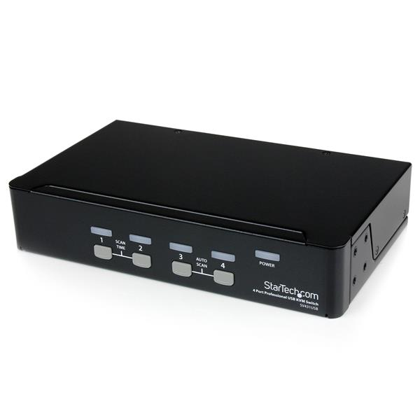 StarTech.com Commutateur KVM 4 Ports VGA USB, Montage en Rack - Switch KVM - 1920x1440 - Commutateur KVM - 4 x KVM port(s) - 1 utilisateur local - de bureau - pour P/N: SV431RACK, SVUSB2N1_10, SVUSB2N1_15, SVUSB2N1_6