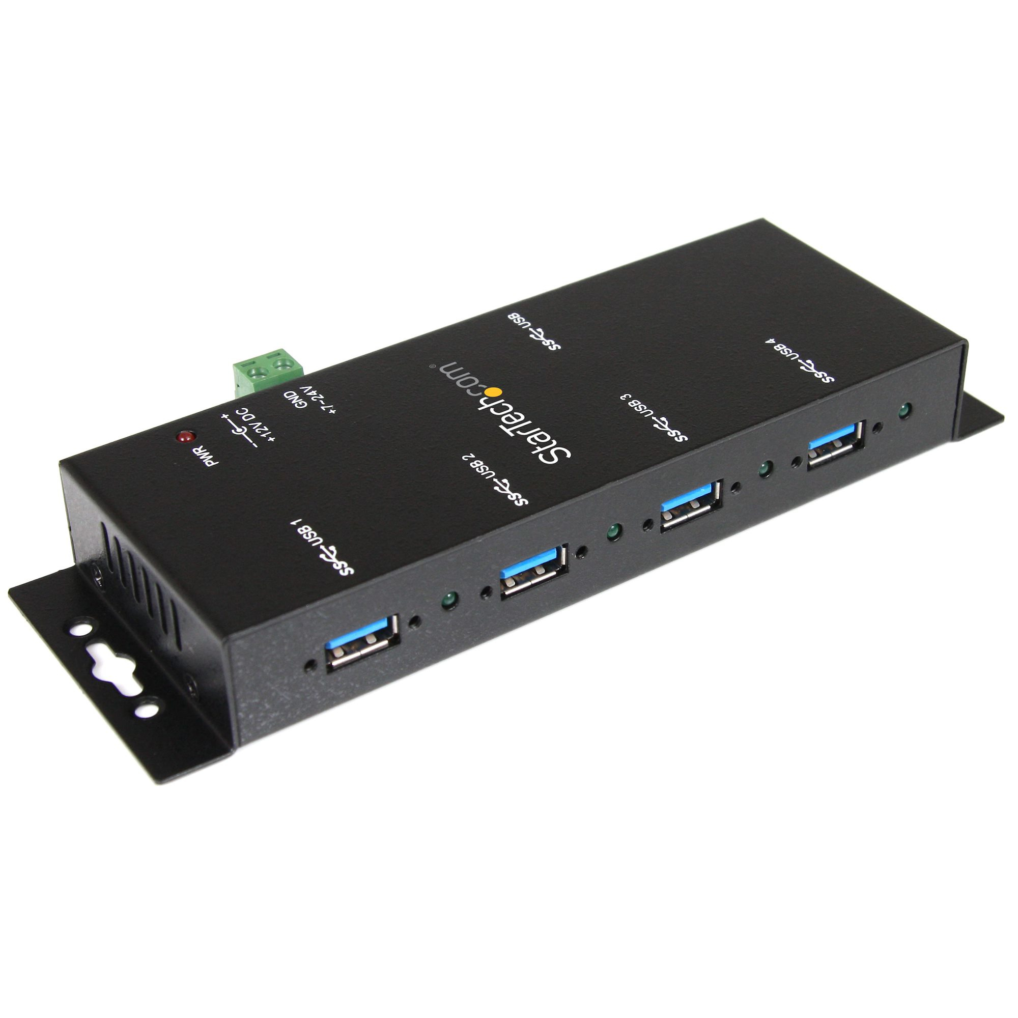 StarTech.com Hub USB 3.0 industriel a 4 ports - Montable - Concentrateur (hub) - 4 x SuperSpeed USB 3.0 - de bureau - Tension CC - pour P/N: ITB20D3250, MSDREADU2OTG, SVA12M5NA, USB312SAT3CB, USB315CB2M, USBLTM1MBK, USBLTM1MWH