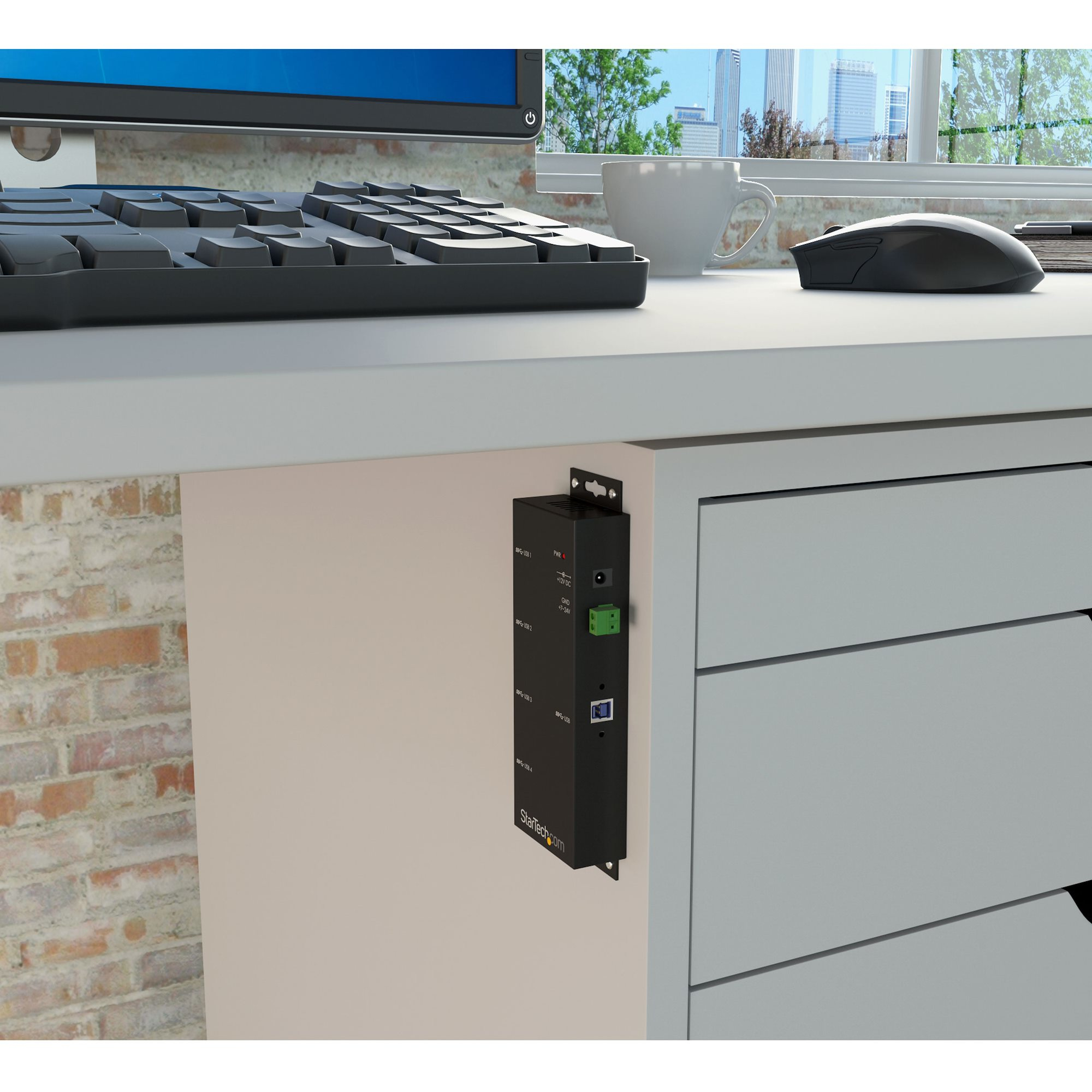StarTech.com Hub USB 3.0 industriel a 4 ports - Montable - Concentrateur (hub) - 4 x SuperSpeed USB 3.0 - de bureau - Tension CC - pour P/N: ITB20D3250, MSDREADU2OTG, SVA12M5NA, USB312SAT3CB, USB315CB2M, USBLTM1MBK, USBLTM1MWH