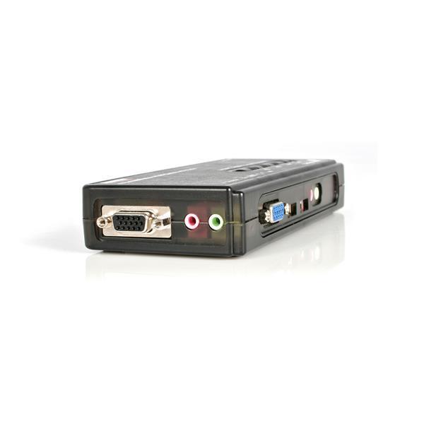 StarTech.com Switch KVM USB VGA à 4 ports avec câbles - Kit commutateur écran clavier souris - Noir - Commutateur écran-clavier-souris/audio - 4 x KVM / audio - 1 utilisateur local - de bureau