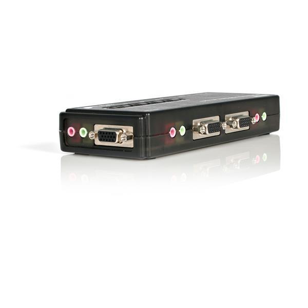 StarTech.com Switch KVM USB VGA à 4 ports avec câbles - Kit commutateur écran clavier souris - Noir - Commutateur écran-clavier-souris/audio - 4 x KVM / audio - 1 utilisateur local - de bureau