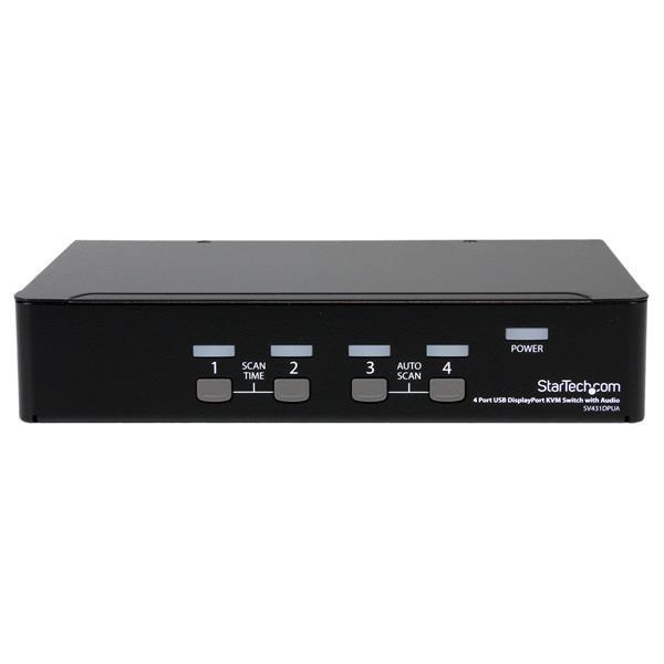 StarTech.com Switch KVM DisplayPort à 4 ports - Hub USB et partage audio - 2560 x 1600 - Commutateur écran-clavier-souris/audio/USB - 4 x KVM / audio / USB - 1 utilisateur local - de bureau - pour P/N: DP4N1USB6, IM12D1500P, SV431RACK, SVA12M2NEUA, SVA12M