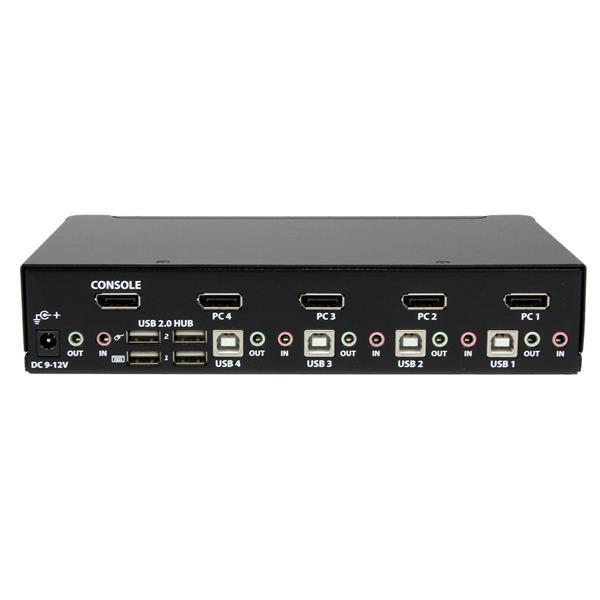 StarTech.com Switch KVM DisplayPort à 4 ports - Hub USB et partage audio - 2560 x 1600 - Commutateur écran-clavier-souris/audio/USB - 4 x KVM / audio / USB - 1 utilisateur local - de bureau - pour P/N: DP4N1USB6, IM12D1500P, SV431RACK, SVA12M2NEUA, SVA12M