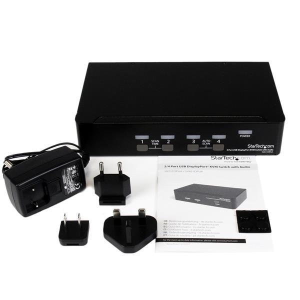 StarTech.com Switch KVM DisplayPort à 4 ports - Hub USB et partage audio - 2560 x 1600 - Commutateur écran-clavier-souris/audio/USB - 4 x KVM / audio / USB - 1 utilisateur local - de bureau - pour P/N: DP4N1USB6, IM12D1500P, SV431RACK, SVA12M2NEUA, SVA12M
