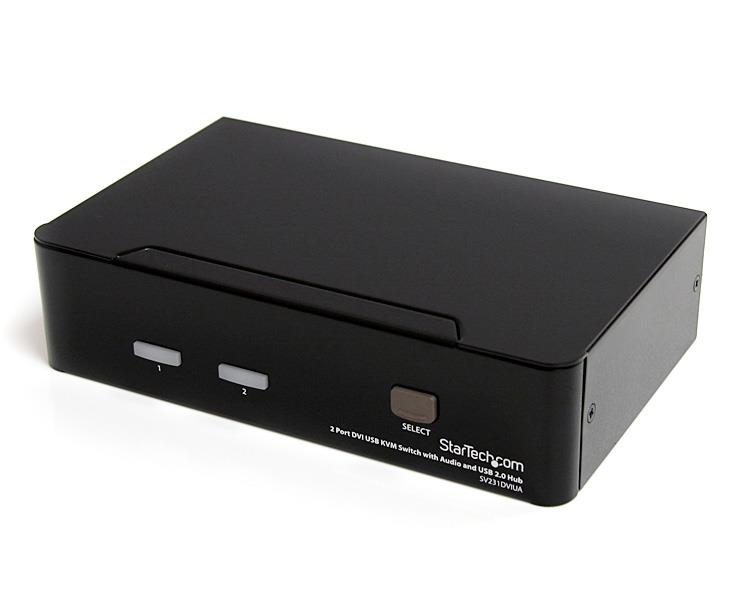 StarTech.com Switch KVM USB DVI à 2 ports - Commutateur écran clavier souris DVI avec audio et hub USB 2.0 - 1920x1200 - Commutateur écran-clavier-souris/audio/USB - 2 x KVM / audio / USB - 1 utilisateur local - de bureau - pour P/N: IM12D1500P, SVA12M2NE
