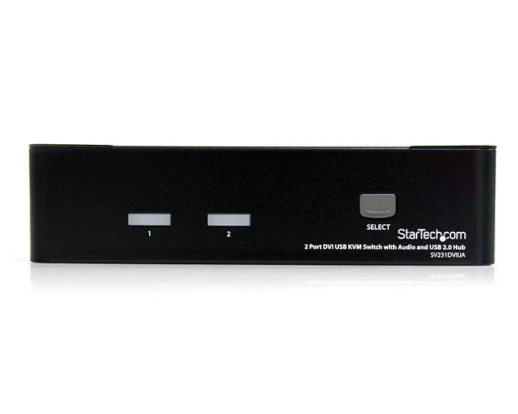 StarTech.com Switch KVM USB DVI à 2 ports - Commutateur écran clavier souris DVI avec audio et hub USB 2.0 - 1920x1200 - Commutateur écran-clavier-souris/audio/USB - 2 x KVM / audio / USB - 1 utilisateur local - de bureau - pour P/N: IM12D1500P, SVA12M2NE