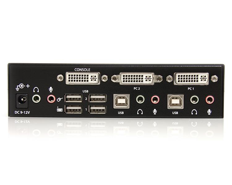 StarTech.com Switch KVM USB DVI à 2 ports - Commutateur écran clavier souris DVI avec audio et hub USB 2.0 - 1920x1200 - Commutateur écran-clavier-souris/audio/USB - 2 x KVM / audio / USB - 1 utilisateur local - de bureau - pour P/N: IM12D1500P, SVA12M2NE