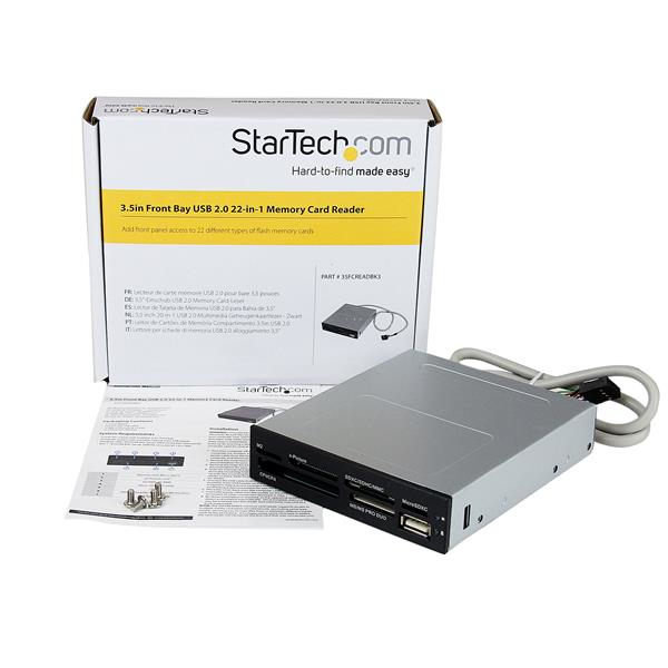 StarTech.com Lecteur de cartes mémoire interne de 3,5 pouces avec port USB 2.0 - Lecteur multicartes 22-en-1 pour PC - Noir - Lecteur de carte - 22 en 1 - 3,5 po (Multi-Format) - USB 2.0