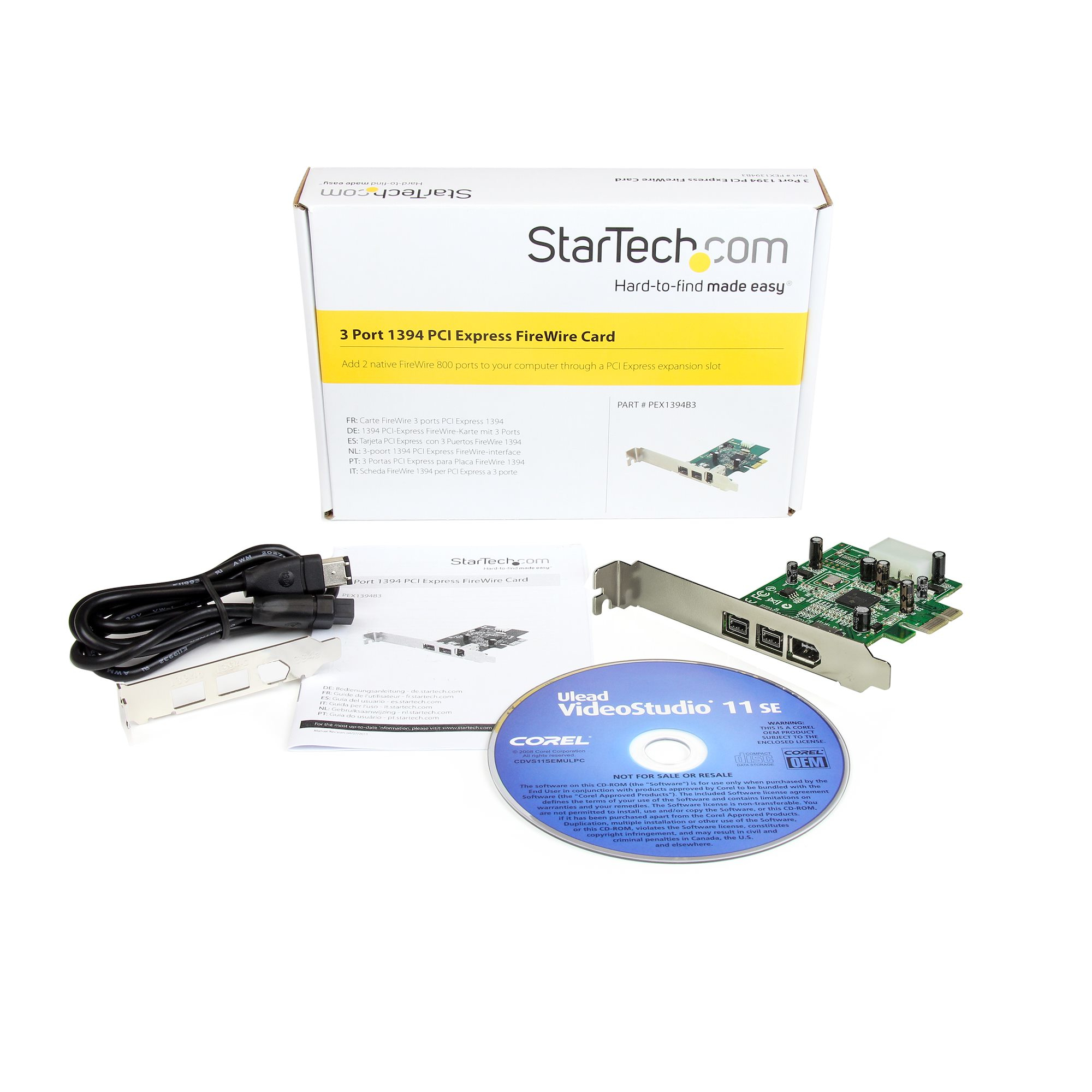 StarTech.com Carte Adaptateur PCI Express vers 3 Ports FireWire - 1x SP4 Mâle - 1xFireWire 400 Femelle 1394a 2xFireWire 800 Femelle 1394b - Adaptateur FireWire - PCIe - FireWire 800 - 2 ports + 1 x FireWire - pour P/N: BNDTB10GI, BNDTB210GSFP, BNDTB310GND