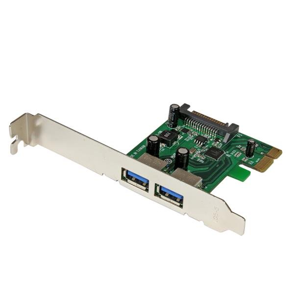 StarTech.com Carte Contrôleur PCI Express (PCIe) vers 2 ports USB 3.0 avec UASP - Adaptateur PCIe 2x USB 3.0 - Alimentation SATA - Adaptateur USB - PCIe - USB 3.0 x 2 - pour P/N: CFASTRWU3, ST3300GU3B, ST4300U3C1, ST4300U3C1B, ST7300U3M, ST7300USBME, USB3
