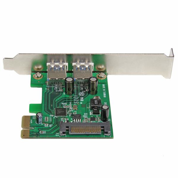 StarTech.com Carte Contrôleur PCI Express (PCIe) vers 2 ports USB 3.0 avec UASP - Adaptateur PCIe 2x USB 3.0 - Alimentation SATA - Adaptateur USB - PCIe - USB 3.0 x 2 - pour P/N: CFASTRWU3, ST3300GU3B, ST4300U3C1, ST4300U3C1B, ST7300U3M, ST7300USBME, USB3