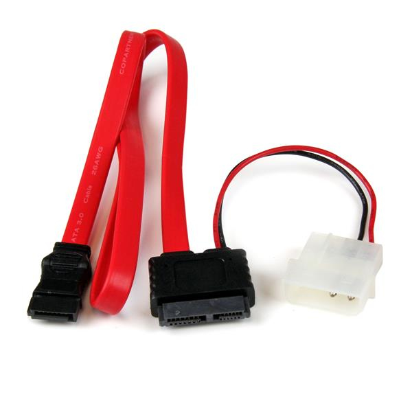 StarTech.com Câble Adaptateur Slimline SATA vers SATA Alimentation LP4 - 50 cm - 1xSlimline SATA Receptacle 1xSATA Receptacle 1xLP4 Mâle - Câble SATA - Serial ATA 150/300/600 - SATA Slimline (F) pour SATA, alimentation interne 4 broches (12 V) - 50.8 cm -