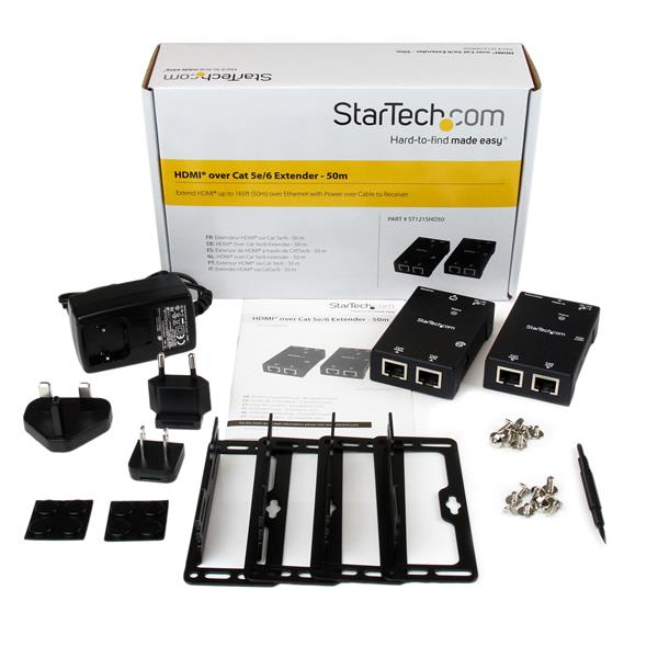 StarTech.com Extendeur HDMI via CAT5/CAT6 avec Power over Cable - Prolongez un signal HDMI à 50 m - Prolongateur audio/vidéo - plus de CAT 5e/6 - jusqu'à 50 m - pour P/N: ST128HDMI2, SVA12M2NEUA, SVA12M5NA, VIDWALLMNT