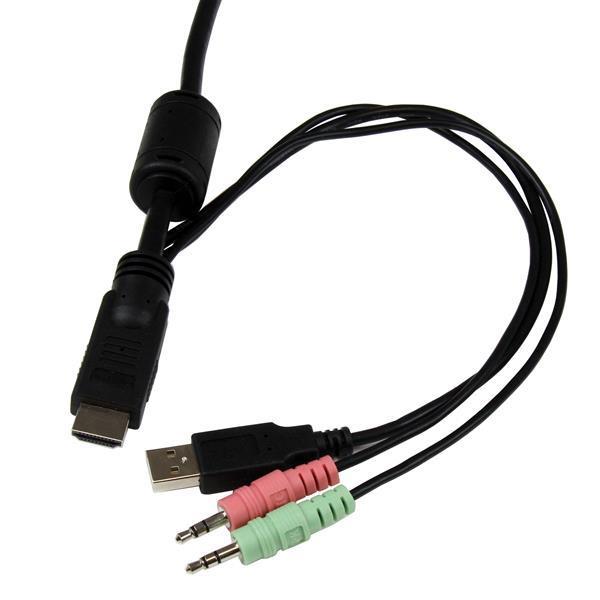 StarTech.com Switch KVM USB HDMI à 2 ports - Commutateur écran clavier souris alimenté par USB avec câbles KVM et commutateur à distance - Commutateur écran-clavier-souris/audio - 2 x KVM / audio - 1 utilisateur local - de bureau