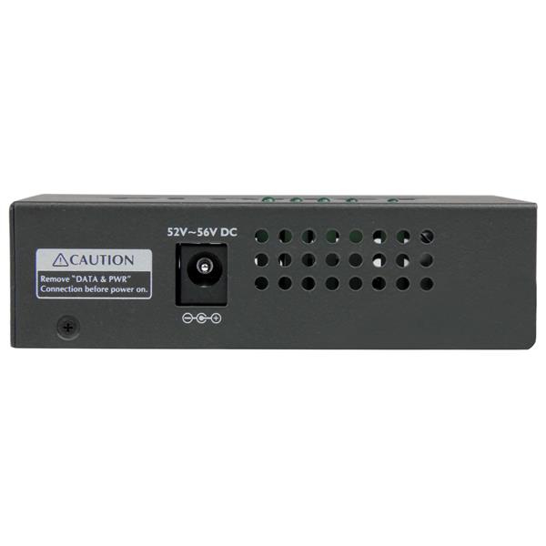 StarTech.com Injecteur PoE+ à 4 ports Gigabit - Midspan Power over Ethernet à fixation murale - 802.3at/af - Injecteur de puissance - CA 100-240 V - 120 Watt - connecteurs de sortie : 4 - noir - pour P/N: POEEXT1GAT, POEEXT2GAT, ST12MHDLANU