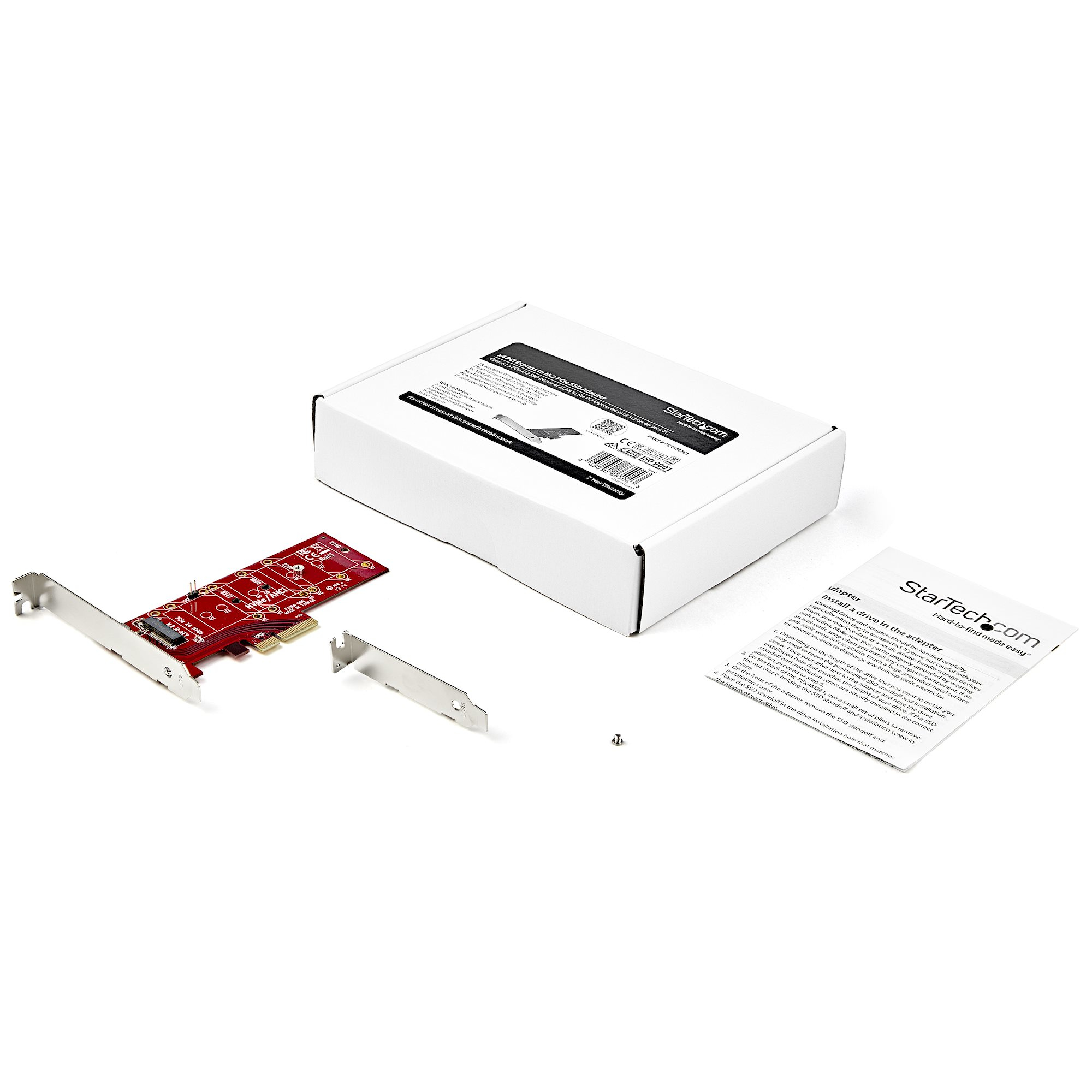 StarTech.com Adaptateur PCI Express x4 vers SSD M.2 PCIe - SSD M.2 NGFF - Adaptateur d'interface - M.2 - Expansion Slot to M.2 - M.2 Card - PCIe x4 - rouge - pour P/N: BNDTB10GI, BNDTB210GSFP, BNDTB310GNDP, BNDTB410GSFP, BNDTB4M2E1, BNDTBUSB3142
