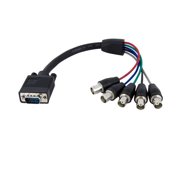 StarTech.com Câble d'écran coaxial VGA vers 5x BNC RGBHV de 30cm - Câble adapatateur / Cordon HD15 vers vidéo BNC - Mâle / Femelle - Câble VGA - BNC (F) pour HD-15 (VGA) (M) - 30 cm - noir
