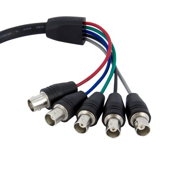 StarTech.com Câble d'écran coaxial VGA vers 5x BNC RGBHV de 30cm - Câble adapatateur / Cordon HD15 vers vidéo BNC - Mâle / Femelle - Câble VGA - BNC (F) pour HD-15 (VGA) (M) - 30 cm - noir