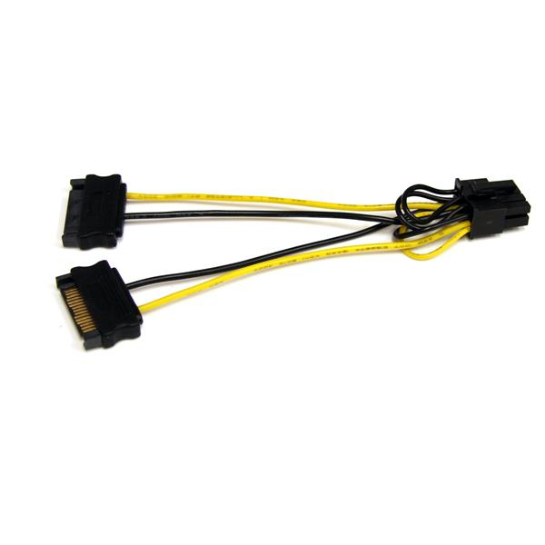 StarTech.com Câble adaptateur d'alimentation SATA vers carte vidéo PCI Express 8 broches de 15 cm - Câble d'alimentation - alimentation SATA (M) pour Alimentation PCIe de 8 broches (M) - 15 cm