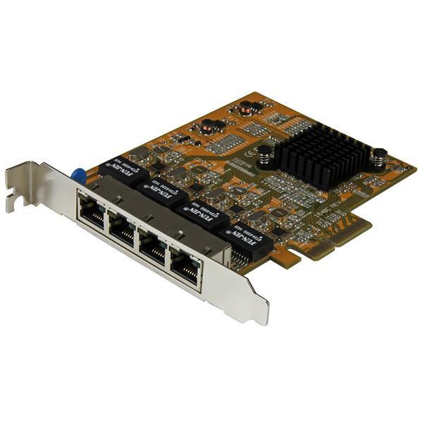StarTech.com Carte réseau PCI Express à 4 ports Gigabit Ethernet avec chipset Realtek RTL8111G - Adaptateur NIC PCIe GbE - Adaptateur réseau - PCIe - Gigabit Ethernet x 4 - jaune