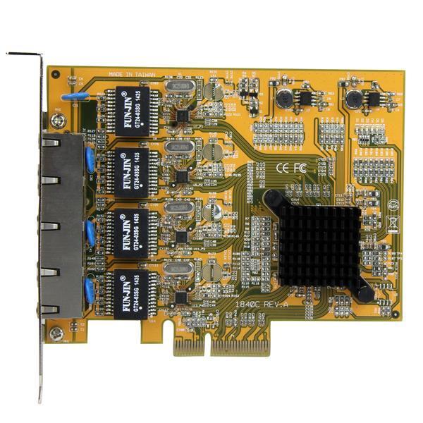 StarTech.com Carte réseau PCI Express à 4 ports Gigabit Ethernet avec chipset Realtek RTL8111G - Adaptateur NIC PCIe GbE - Adaptateur réseau - PCIe - Gigabit Ethernet x 4 - jaune