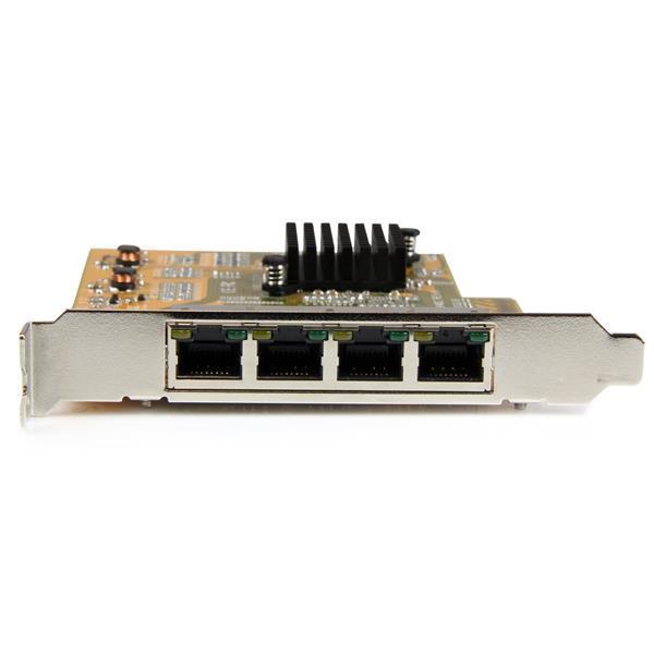 StarTech.com Carte réseau PCI Express à 4 ports Gigabit Ethernet avec chipset Realtek RTL8111G - Adaptateur NIC PCIe GbE - Adaptateur réseau - PCIe - Gigabit Ethernet x 4 - jaune