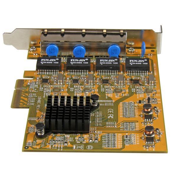 StarTech.com Carte réseau PCI Express à 4 ports Gigabit Ethernet avec chipset Realtek RTL8111G - Adaptateur NIC PCIe GbE - Adaptateur réseau - PCIe - Gigabit Ethernet x 4 - jaune