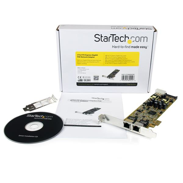 StarTech.com Carte Réseau PCI Express 2 ports Gigabit Ethernet RJ45 10/100/1000Mbps - POE/PSE - Adaptateur Réseau PCIe, 2 x Réseau (RJ45) - Adaptateur réseau - PCIe - Gigabit Ethernet x 2