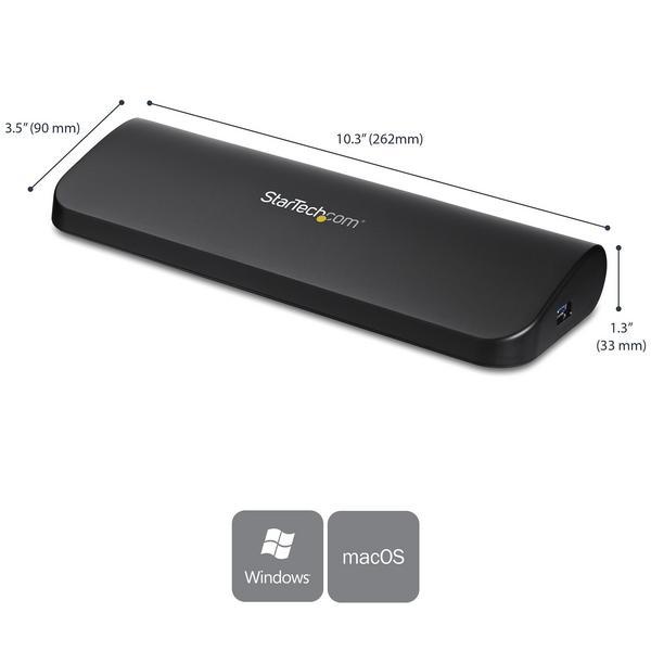 StarTech.com Station d'accueil USB 3.0 universelle double affichage pour PC portable - HDMI et DVI / VGA avec GbE et audio (USB3SDOCKHDV) - Station d'accueil - USB - VGA, HDMI - 10Mb LAN - pour P/N: ARMBARDUO, ARMBARDUOV, ARMDUAL, ARMDUAL30, ARMDUALV, ARM