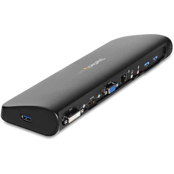 StarTech.com Station d'accueil USB 3.0 universelle double affichage pour PC portable - HDMI et DVI / VGA avec GbE et audio (USB3SDOCKHDV) - Station d'accueil - USB - VGA, HDMI - 10Mb LAN - pour P/N: ARMBARDUO, ARMBARDUOV, ARMDUAL, ARMDUAL30, ARMDUALV, ARM