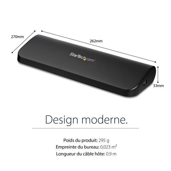 StarTech.com Station d'accueil USB 3.0 universelle double affichage pour PC portable - HDMI et DVI / VGA avec GbE et audio (USB3SDOCKHDV) - Station d'accueil - USB - VGA, HDMI - 10Mb LAN - pour P/N: ARMBARDUO, ARMBARDUOV, ARMDUAL, ARMDUAL30, ARMDUALV, ARM