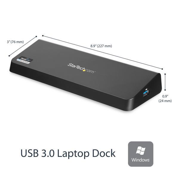 StarTech.com Station d'accueil USB 3.0 PC portable / Ultrabook - 2 sorties vidéo HDMI / DisplayPort 4K, GbE, USB 3.0, charge rapide USB - Station d'accueil - USB - HDMI, DP - 1GbE - pour P/N: ARMBARDUO, ARMDUAL, ARMDUAL30, ARMSLIMDUO