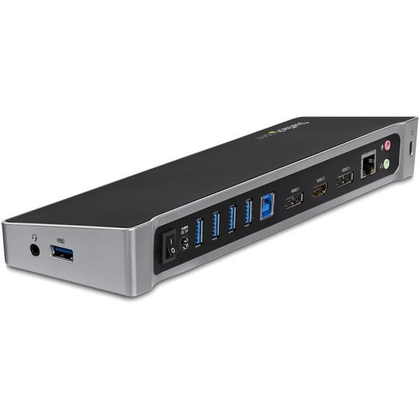 StarTech.com Station d'accueil USB 3.0 triple affichage PC portable - Réplicateur de ports USB 3.0 universel avec 3 sorties vidéo - 4K - Station d'accueil - USB - 1GbE - pour P/N: ARMBARTRIO2, ARMTRIO, LTLOCK