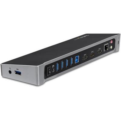 StarTech.com Station d'accueil USB 3.0 triple affichage PC portable - Réplicateur de ports USB 3.0 universel avec 3 sorties vidéo - 4K - Station d'accueil - USB - 1GbE - pour P/N: ARMBARTRIO2, ARMTRIO, LTLOCK