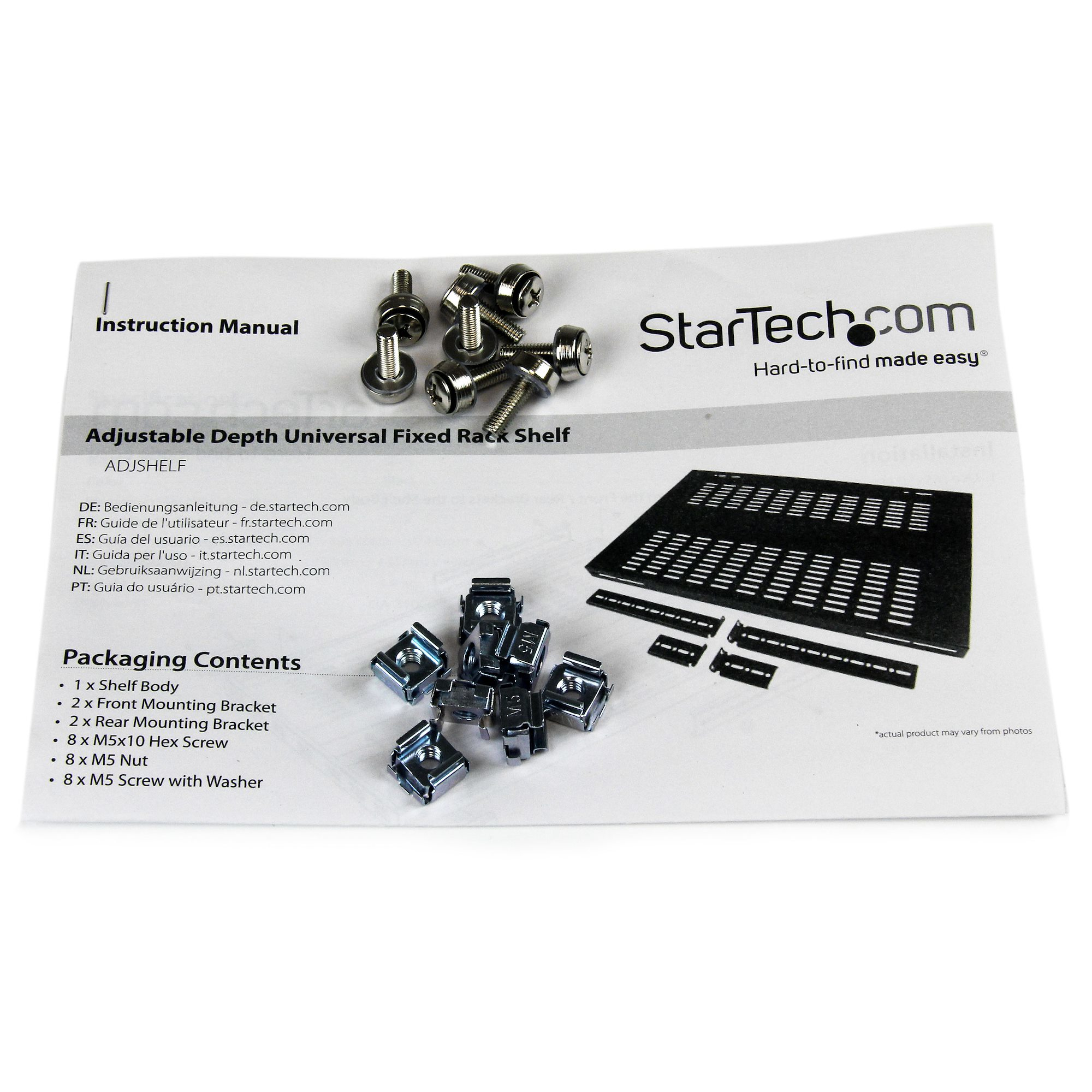 StarTech.com Étagère ventilée à profondeur reglable 1U montable en rack - Étagère pour rack - noir - 1U - 19" - pour P/N: CABSCRWS1224, RK1536BKF, RK1836BKF, RK3236BKF, RK4236BKB, RK4242BK24, RK4242BK30