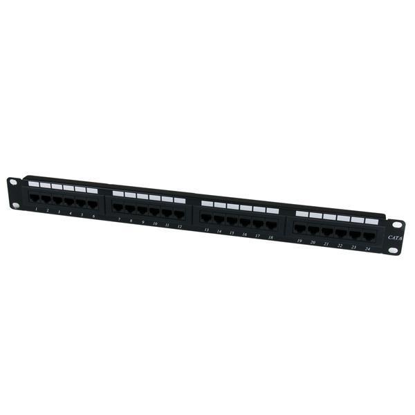 StarTech.com Panneau de brassage à 24 ports Cat6 110 montage en rack 1U - Tableau de connexions - CAT 6 - noir - 1U - 24 ports - pour P/N: RACK-18U-20-WALL-OA, RACK-21U-20-WALL-OA, RACK-24U-20-WALL-OA, RK12OD2, RK3236BKF