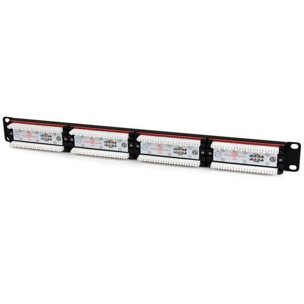 StarTech.com Panneau de brassage à 24 ports Cat6 110 montage en rack 1U - Tableau de connexions - CAT 6 - noir - 1U - 24 ports - pour P/N: RACK-18U-20-WALL-OA, RACK-21U-20-WALL-OA, RACK-24U-20-WALL-OA, RK12OD2, RK3236BKF