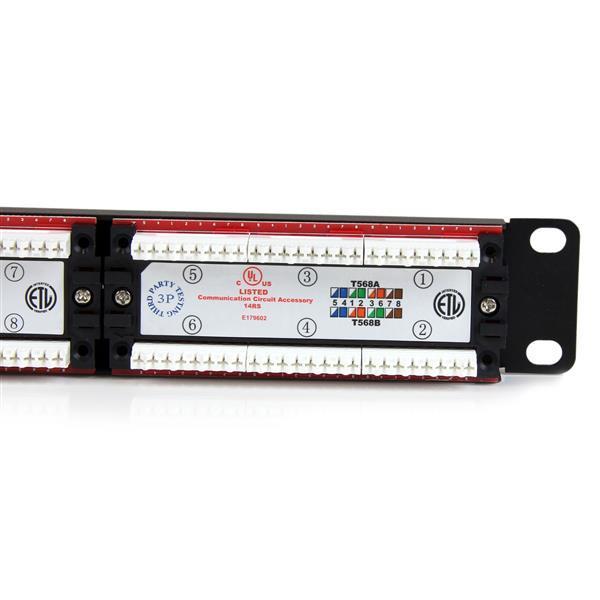 StarTech.com Panneau de brassage à 24 ports Cat6 110 montage en rack 1U - Tableau de connexions - CAT 6 - noir - 1U - 24 ports - pour P/N: RACK-18U-20-WALL-OA, RACK-21U-20-WALL-OA, RACK-24U-20-WALL-OA, RK12OD2, RK3236BKF