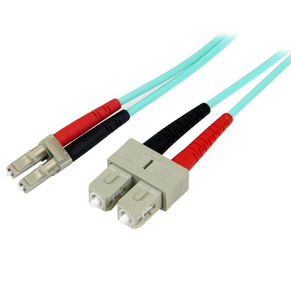 StarTech.com Câble Fibre Optique Multimode de 2m LC/UPC vers SC/UPC OM3 - Cordon de raccordement - LC multi-mode (M) pour SC multi-mode (M) - 2 m - fibre optique - duplex - 50 / 125 microns - turquoise
