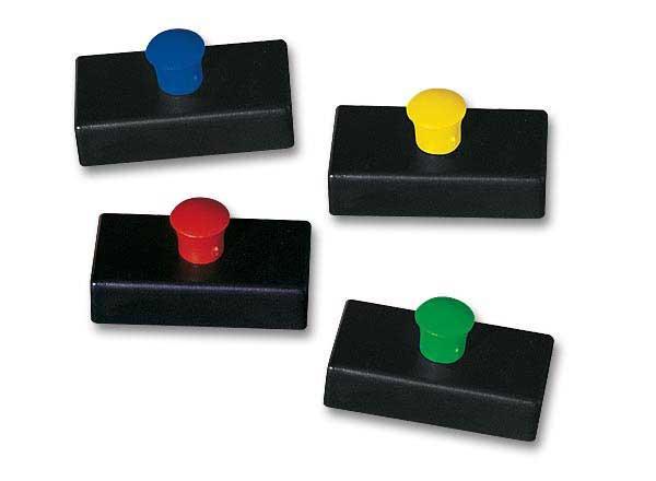 1 Lot de 4 Aimants rectangulaires à bouton 27x14 mm - assortis