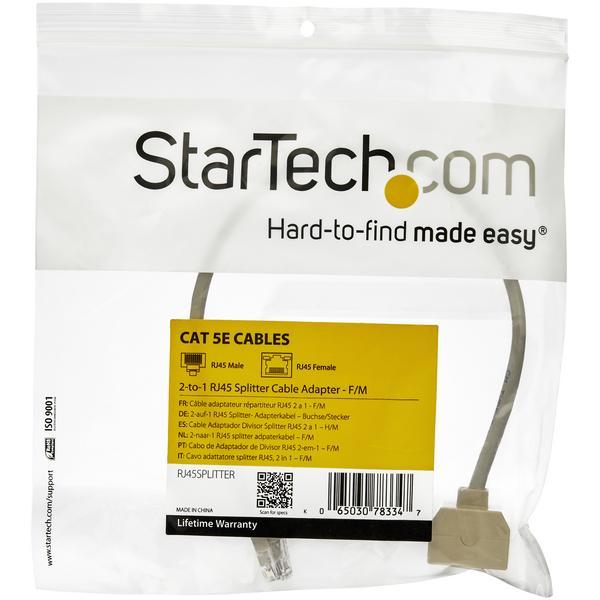 StarTech.com Splitter RJ45 - Cat5 / Cat 5e - Répartiteur Ethernet 2 vers 1 - 1x RJ45 (M) 2x RJ45 (F) - Adaptateur RJ45 - Doubleur Ethernet - Répartiteur de réseau - RJ-45 (M) pour RJ-45 (F)