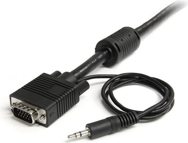 StarTech.com Cable video coaxial pour ecran VGA haute resolution 2 m avec audio HD15 M/M - Câble VGA - HD-15 (VGA), mini-phone stereo 3.5 mm (M) pour HD-15 (VGA), mini-phone stereo 3.5 mm (M) - 2 m - moulé, vis moletées - noir
