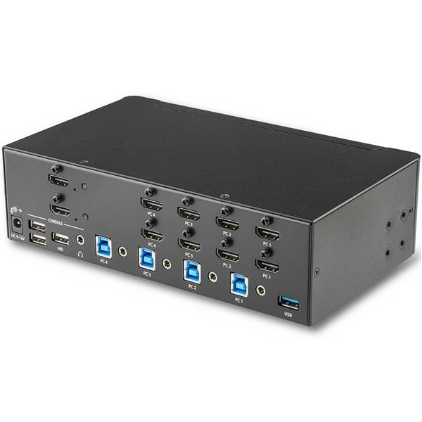 StarTech.com Switch KVM double affichage HDMI 4K 30 Hz à 4 ports avec hub USB intégré - Commutateur KVM HDMI de 4 ports (SV431DHD4KU) - Commutateur écran-clavier-souris/audio/USB - 4 x KVM / audio / USB - Montable sur rack