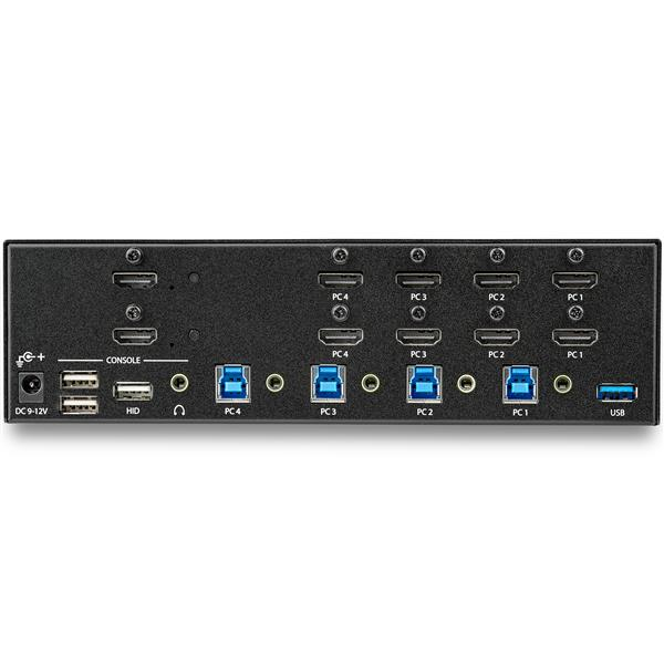 StarTech.com Switch KVM double affichage HDMI 4K 30 Hz à 4 ports avec hub USB intégré - Commutateur KVM HDMI de 4 ports (SV431DHD4KU) - Commutateur écran-clavier-souris/audio/USB - 4 x KVM / audio / USB - Montable sur rack