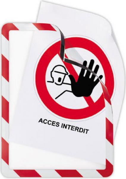 1 Lot de 2 Pochettes d'affichage adhésives Security A4 rouge/blanc DJOIS