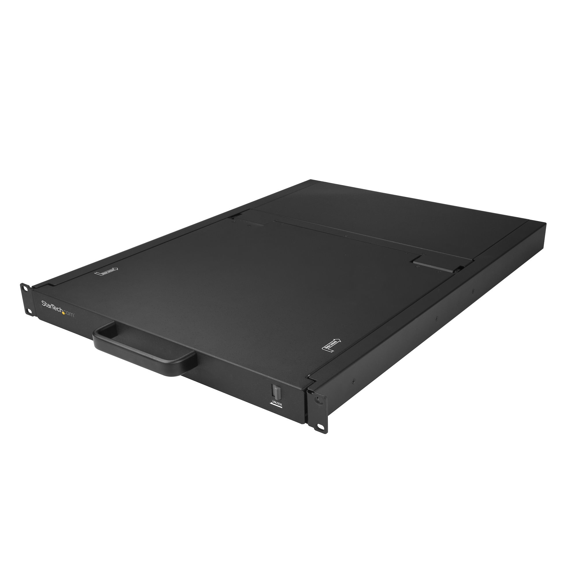 StarTech.com Console LCD de 19" à montage en rack 1U avec KVM de 16 ports - Console KVM avec commutateur KVM - 16 ports - PS/2, USB - US - 19" - rack-montable - 1280 x 1024 - 250 cd/m² - 1000:1 - VGA - noir - 1U