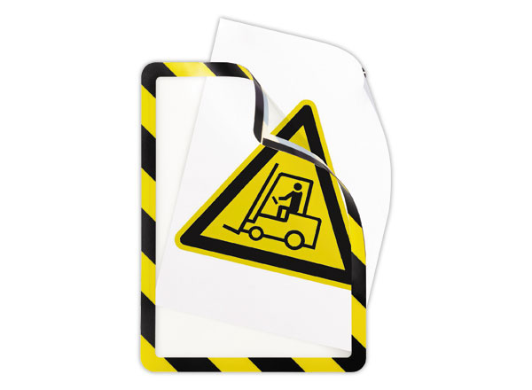 1 Lot de 2 Pochettes d'affichage adhésivs Security A4 Jaune/noir DJOIS
